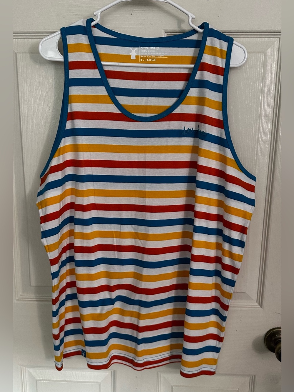 Dutch Bros Coffee Tank Top XL Unisex Multicolor Striped NEW!